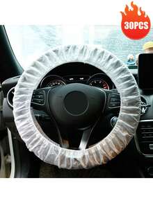 10/30个装一次性透明塑料方向盘套，通用型汽车方向盘套 - 彩色 - 查看 14