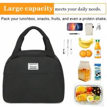Lunch Bag Women & Men,Insulated Cooler Lunch Box Adult Water Resistant Lunch Tote Bag Shoulder Strap Not Included,Black - Black - View 5