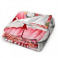 单件装情人节毯子 - 爱心印花法兰绒毯 - 超柔软、保暖、双面可用，适用于沙发、床、办公室和旅行 | 完美的情人节礼物