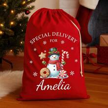 Personalised Christmas Santa Sack With Custom Name - Extra Large - Red - 75x49cm - Penguin - Red - View 2