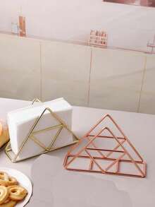 3/1 Pc Triangular Iron-Plated Napkin Holder | Rustproof Metal Tissue Storage Box With Reinforced Base & Smooth Edge Design, Sturdy & Shatterproof For Long-Term Use | All-Season Home Organizer-Perfect For Kitchen Islands, Dining Tables, Coffee Bars, Office Reception Areas & Outdoor Patio Gatherings | Keeps Napkins Clean, Wrinkle-Free & Within Reach, Matching Modern, Farmhouse & Industrial Home Decor Styles - Multicolor - View 3