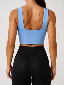 Women's Cropped Top/Blouse In Spandex With Padded Cups, Super Comfortable Neckline, Perfect For Parties, Clubs, Beach, And More. Elegant. - Baby Blue - View 3