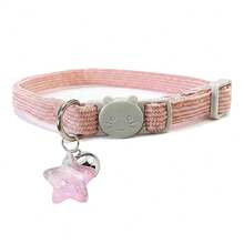 1件装可调节可拆卸安全扣猫项圈，带星形吊坠，适合小型/中型/大型猫咪，宠物礼物