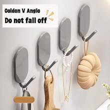 5 Elegant Black Heavy Duty Adhesive Hooks - No Drilling Required, Waterproof Wall Mounted For Bathroom And Toilet - Abs, Perfect For Towels, Robes, Bathroom Accessories, Bathroom Storage, Hooks, Adhesive Hooks, Kitchen, Hook Adhesive - Multicolor - View 2