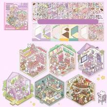 Sách sưu tập hình dán phong cảnh hoạt hình, bộ hình dán trang trí nhà cửa bỏ túi tự làm, sách tĩnh lặng nhỏ xinh, quà tặng. - Nhiều màu - Xem 14