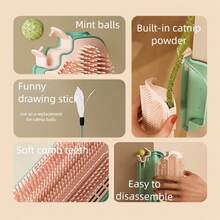 أداة تنظيف الحيوانات الأليفة متعددة الأغراض بشكل الآيس كريم، ثلاثية الوظائف للتنظيف والتخلص من التشابك والتدليك، مناسبة للقطط والكلاب. تتميز بلوحة خدش للقطط وعصا مغطاة بالنعناع المنشط. مصممة للاستخدام على الجدران والزوايا، مع إمكانية التفكيك والتنظيف بسهولة.