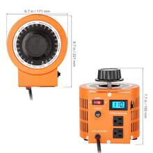 Transformador de voltaje variable automático de 2000 VA, 15,3 amperios, entrada de 110 V, salida de 0-130 V, regulador de voltaje de CA, con pantalla LCD, 4 fusibles adicionales, interruptor de control térmico para el hogar, oficina industrial - Naranja - Ver 10