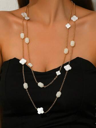 1pc Sexy Fashion Bohemian Multi-Color Corn Chain Necklace, New Added Faux Pearl Heart Pendant Necklace, Multi-Heart Double Layer Necklace, Multi-Color Resin Block With CCB Gold Chain Necklace, Four-Leaf Five-Leaf Clover Shaped Silver Chain Necklace, Imitation Turquoise Bead & Glass Bead 3-Layer Necklace, Rhinestone Decorated Gold Chain Double Layer Necklace, Minimalist Luxury Suitable For Any Outfit, Ideal For Women Daily Wear, Valentine's Day, Thanksgiving, Gifts For Friends