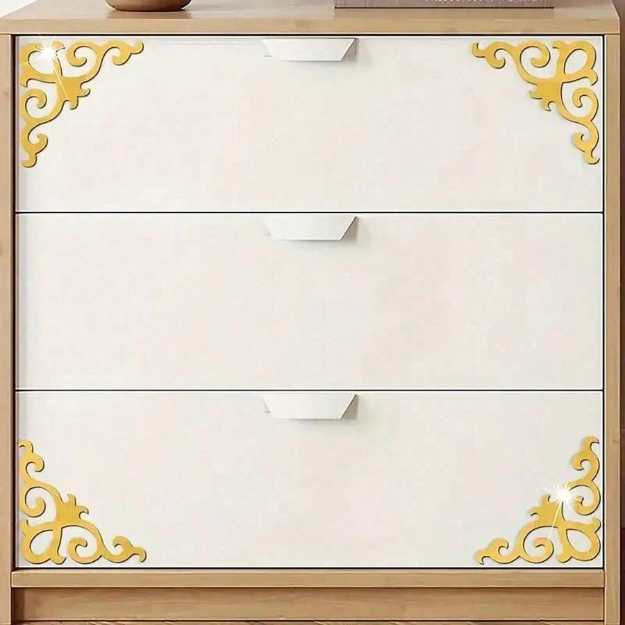 4/10pcs Geometric Pattern Decorative Mirror Stickers, Self-Adhesive Acrylic Mirror Wall Decals, Suitable For Home Background Wall, Living Room, Bedroom, Study, Office, Kitchen Cabinet And Other Home Decor, DIY Wall Paper Room Wall/Bathroom Glass Decorative Stickers - Multicolor - View 1