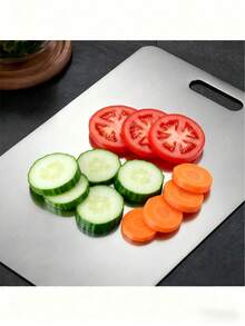 1pc 34cm X 23cm Stainless Steel Chef Cutting Board With Non-Slip Base And Storage Function, Dishwasher , Space-Saving Modern Kitchen Cutting Board Set, Knife-Friendly Design, And Rust-Resistant, Suitable For Meat, Vegetables, Cheese, Bread - Ideal For Mother's Day, Housewarming Gifts, Cutting Board, Kitchen Chopping Board, Bread Board, Heavy Duty Cutting Board, Non-Slip Cutting Board, Vegetable Cutting Board, Kitchen Tools, Kitchen Cutting Board - Silver - View 6