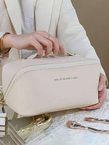 PU 皮革防水化妆包，大容量双层化妆包，多功能旅行收纳包，化妆品整理和存储，整理，化妆品收纳包，护肤包，大容量洗漱包，旅行家居化妆包收纳包，化妆品收纳包 - 彩色 - 查看 5