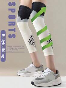 1 par de rodilleras de yoga con bloques de color, manguitos de compresión de colores contrastantes creativos, calentadores de piernas para fitness, saltar la cuerda, yoga, pilates y entrenamiento, soporte para las rodillas - Multicolor - Ver 3