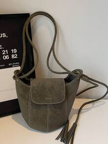 新款时尚纯色复古高端美拉德水桶单肩包，小众设计百搭欧美风南瓜包，适合日常通勤、购物、外出、上学，送女友礼物，女士手提包 - 彩色 - 查看 17