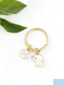 Personalized Elephant Keychain Gift For Boys - Pink and White - View 3