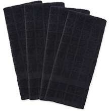 DII Trapo clásico para Platos, 100% de algodón, diseño de Ventana, para Uso Diario en la Cocina, Lavable en Lavadora, 30.48 cm x 30.48 cm, Juego de 6,(Negro sólido Ventana sólida) - Multicolor - Ver 2
