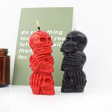 Molde de silicona en forma de calavera apilada para vela aromática, joyería de resina, cuentas y manualidades DIY | Decoración espeluznante para el hogar y regalo de Halloween hecho a mano - Blanco - Ver 9