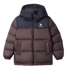 CAMEL CROWN Children's Down Jacket, Thickened With Down, Warm, Windproof, Anti-Static, Hooded, Zip-Up, Suitable For Winter. - Phantom Black/Dark Coffee - View 1