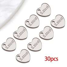 10/30个304不锈钢吊坠，水滴形链扣，小巧扁平圆形心形吊坠，金属链延长连接器，链尾吊坠，适用于DIY珠宝制作 - 彩色 - 查看 24