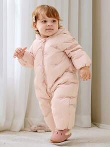 mini bala 女童“真绒”羽绒服，2025冬季款，可爱婴儿保暖连体衣