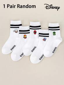 Marvel 1/5 pares de calcetines para niños con estampados de  Spiderman, Iron Man, , Thor, calcetines con volantes, calcetines blancos a rayas negras tipo tripulación, calcetines tobilleros para niñas y niños, calcetines tobilleros suaves y transpirables, calcetines sin deslizamiento para mocasines, calcetines tobilleros con gráficos de dibujos animados, lindos y casuales para uso diario - Multicolor - Ver 17