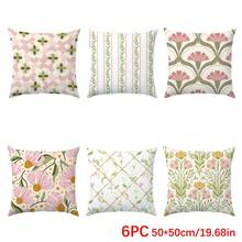 6pcs Minimalist Geometric Floral Decorative Pillow Covers, Single-Sided Printed Velvet, 45*45/50*50/40*40CM Cushion Covers Suitable For Modern Sofa Living Room Decor, Gift, Party Decoration - Multicolor-6PC - View 10
