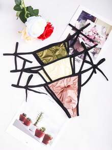 5 Pieces Of Men's Sexy Strap Thong Underwear - Men's Fashionable Satin Low Waist Underwear, Fashionable And  Men's Bikini Underwear, Cool And Comfortable Strap Design, Suitable For Daily And Casual Wear - Multicolor - View 3