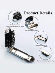 Customized Name Air Cushion Massage Comb, Travel Comb, Folding Comb With Integrated Mirror, Personalized Air Cushion Hair Brush, Customized Portable Travel Comb, Mini Comb (Wedding Gift For Friends, Her, Grandparents) - Multicolor - View 8