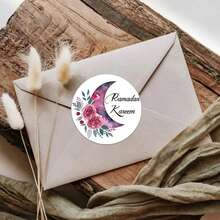 60pcs/120pcs/240pcs 3cm Eid Mubarak Ramadan Kareem Floral & Crescent Moon Paper Stickers, Gift Labels, Celebration Party Supplies - Multicolor - View 4