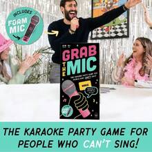 Grab Mic Karaoke-Style Game With Foam Microphone 125 Word Cards Game Board Player Tokens & Easy Instructions For Non-SingersHalloween Christmas New Year 2026 - 1 - Xem 2