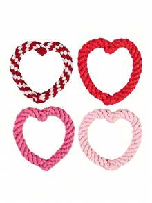 1pc Heart Shaped Woven Rope Chew Toy, Pet Chew Toy, Valentine's Day Gift, Suitable For Small And Medium Pets - Multicolor - View 7