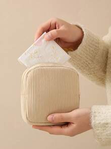 Multi-Color Sanitary Pad Storage Bag, Pink Sanitary Napkin Storage Bag, Large Capacity Minimalist Portable Storage Bag For Storing Tampons, Pads And Sanitary Napkins, Essential For Girls, Cosmetic Bag, Travel & Study Supplies, Travel Makeup Bag, Holiday Makeup Bag - Multicolor - View 10