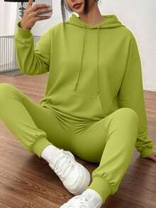 Conjunto  deportivo de pants con sudader de manga larga con cordones con abertura en la parte de adelante - Fruta verde - Ver 3