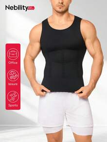 Nebility Men's Shapewear/Body Warmer - Suitable For Spring, Summer, Autumn And Winter. Slimming Underwear, Shaping Vest, Compression Camisole Shapewear For Tummy Control - 黑色 - 查看 1