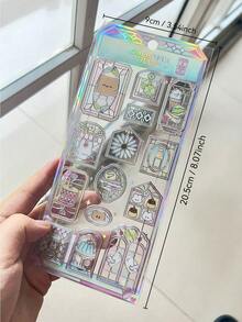 玻璃窗贴纸、全息贴纸、剪贴簿和文具装饰贴纸、DIY项目和办公用品工艺贴纸、激光日记/水杯装饰贴纸 - 彩色 - 查看 6