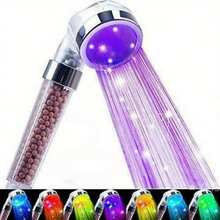 1pc High-Pressure Filter Shower Head, 3-In-1 Digital Display Filter Shower Head With LED Colorful Color-Changing Light, Handheld Filter Shower Faucet, Equipped With Digital Temperature Display And Negative Ion Filter Water Spray Device, Suitable For All Skin Types, Bathroom Accessories Bathroom Accessories Bathroom Tools - Multicolor - View 2