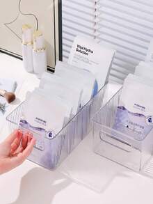 1pc Transparent Multi-Compartment Storage Box, Desktop Stationery Organizer Basket, Suitable For Storing Spices, Utensils, Knives, Forks, Small Spoons, Peelers, Bottle Openers, Toothpaste, Toothbrushes, Skincare, Cosmetics, Lipsticks, Eyeshadows, Pens, Notes, Paper Clips, Earphones, Charging Cables, Jewelry, Makeup Brushes On Countertops, Shelves In Kitchen, Bathroom, Office Desk, Bedroom Vanity - Multicolor - View 6