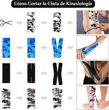 3 Rollos-Cinta Kinesiología, Cinta Respirable Deportiva, Vendaje Neuromuscular Sin Cortar, Multicolor, Impermeable, sin Látex - para Músculos & Articulaciones, Rodillas, Hombros, Codos (5cm*7cm) - Negro - Ver 5