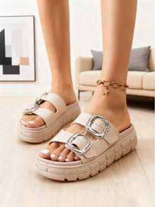 FZY New Women's Home Slippers, Casual Sandals, Quiet Thick-Soled Slippers, Non-Slip Design, Comfortable Materials, Ergonomic Design, High-Quality Winter Home Slippers For Women, Suitable For Various Occasions And People, Solid Color Design, Stylish And Simple, An Indoor Essential, A Popular Bestseller.Must-Have Outfits For Valentine's Day,Essential Easter Outfits - 杏色 - 查看 1