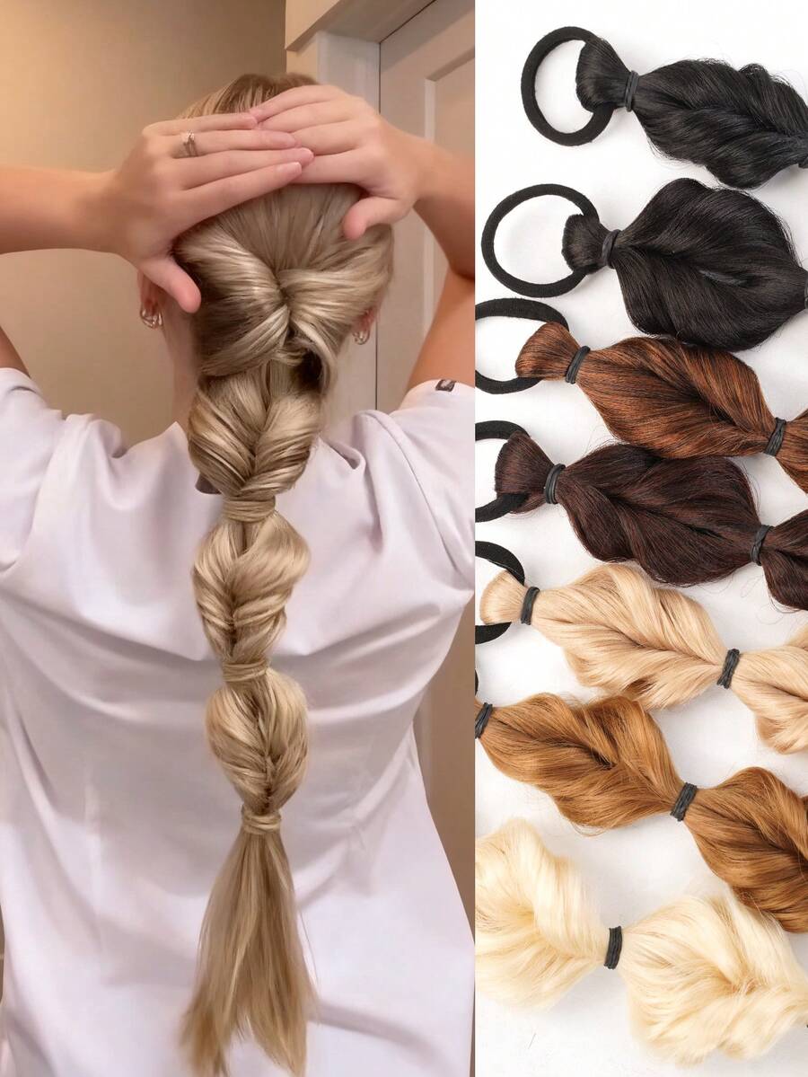 1 peluca con coleta de 20 pulgadas, trenza de burbuja para mujer, trenza retorcida teñida naturalmente, rastas, una trenza de linterna con coleta. - Multicolor - Ver 1