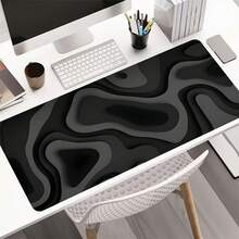 1 Piece Extra Large Gaming Desk Mat And Mouse Pad - Black Gray Swirl Design, Non-Slip Surface, Extended Keyboard Coverage, Fiber Rubber Base, Suitable For PC/Office/Home Computer Desk Mat, For PC, Laptop And Gaming Devices (Marble Texture, Rectangular) - Multicolor - View 6