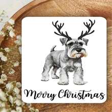 Bezaubernde Mini Schnauzer Weihnachtskarte mit Geweih - perfekt für Familie und Freunde, abgerundete Ecken, hochwertige Papierqualität - Einheitsgröße - Übersicht 5