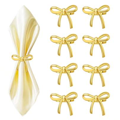 120/12/6/2/1pcs Butterfly Napkin Rings, Metal Butterfly Napkin Holders, Unisex, Reusable, Suitable For Family Gatherings, Banquets, 3D Golden Ribbon Butterfly Napkin Clips, Suitable For Valentine's Day Tablecloth, New Year Table Decor, Party Holiday Supplies