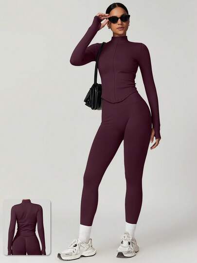 MASKERT Women's Seamless Tight Fitting Top And Leggings Set, High Stretch Activewear For Running, Workout, Yoga, Comfortable And Skin-Friendly Spring