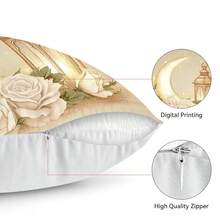 4pcs Ramadan Crescent Moon Lantern Pattern Pillow Cover, Single-Sided Printed Cushion Cover, Suitable For Living Room, Bedroom, Home Decor, All Season - Multicolor - View 11