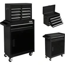 5-Drawer Rolling Storage Cabinet With Wheels, Adjustable Shelf & Side Rack - 1 - View 2