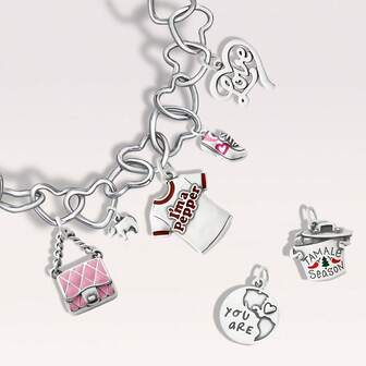 1 pièce Pendentif de vêtement argenté assorti à un pendentif de sac rose, pendentif clip-on fait main pour collier ou bracelet, pendentif charmant DIY, style classique unique DIY, convient pour la décoration quotidienne, de fête et de banquet