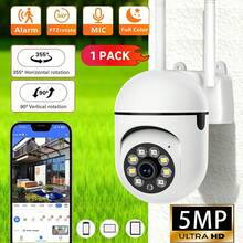 1个5MP高清无线安防摄像头，2.4G无线WiFi监控摄像头，200万像素CCTV监控摄像头，355°可旋转和倾斜，可通过App控制，彩色夜视，双向音频，USB供电，具有移动侦测功能，CCTV摄像头WiFi连接到手机，一款适用于宠物和家庭安全的智能摄像头。 - 多色A - 查看 3