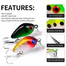 3cm/1.6g ABS Hard Lure, Mini Rocking Lure, Realistic Small Fish Bait, Suitable For Freshwater And Saltwater, Targeting Bass And Crappie
