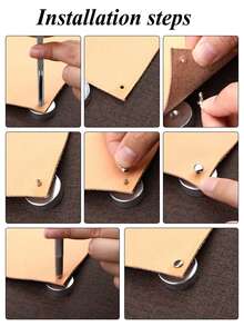 240套皮革铆钉，3种尺寸皮革双头铆钉，适用于DIY皮革工艺、包袋/服装/鞋子/腰带装饰或维修（随机尺寸盒装） - 彩色 - 查看 3