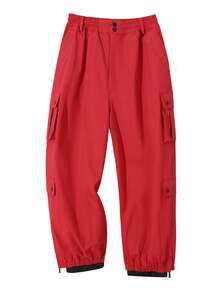 1 buah Celana Ski Kargo Super Longgar Unisex, Potongan Kaki Lebar Hip-Hop dengan Manset, Banyak Kantong Penyimpanan Kargo, Gaya Jalanan Merah Olahraga Musim Dingin - Merah - View 10